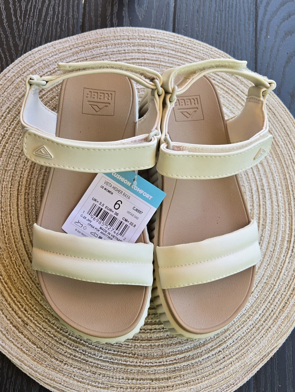NWT Women's Reef Vista Higher Raya Platform Sandal In Vintage Sand Fit Like 6.5* - Picture 3 of 4